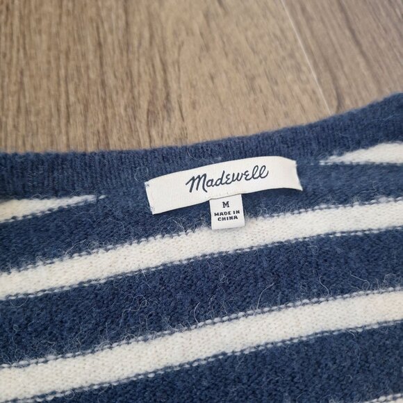 💙 Madewell Soft Merino Wool Striped Open Cardigan Size M/L Fall Preppy Academia - Picture 4 of 7